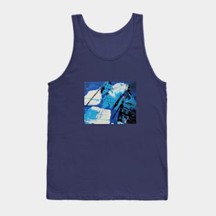 White-Blue Leaves Tank Top